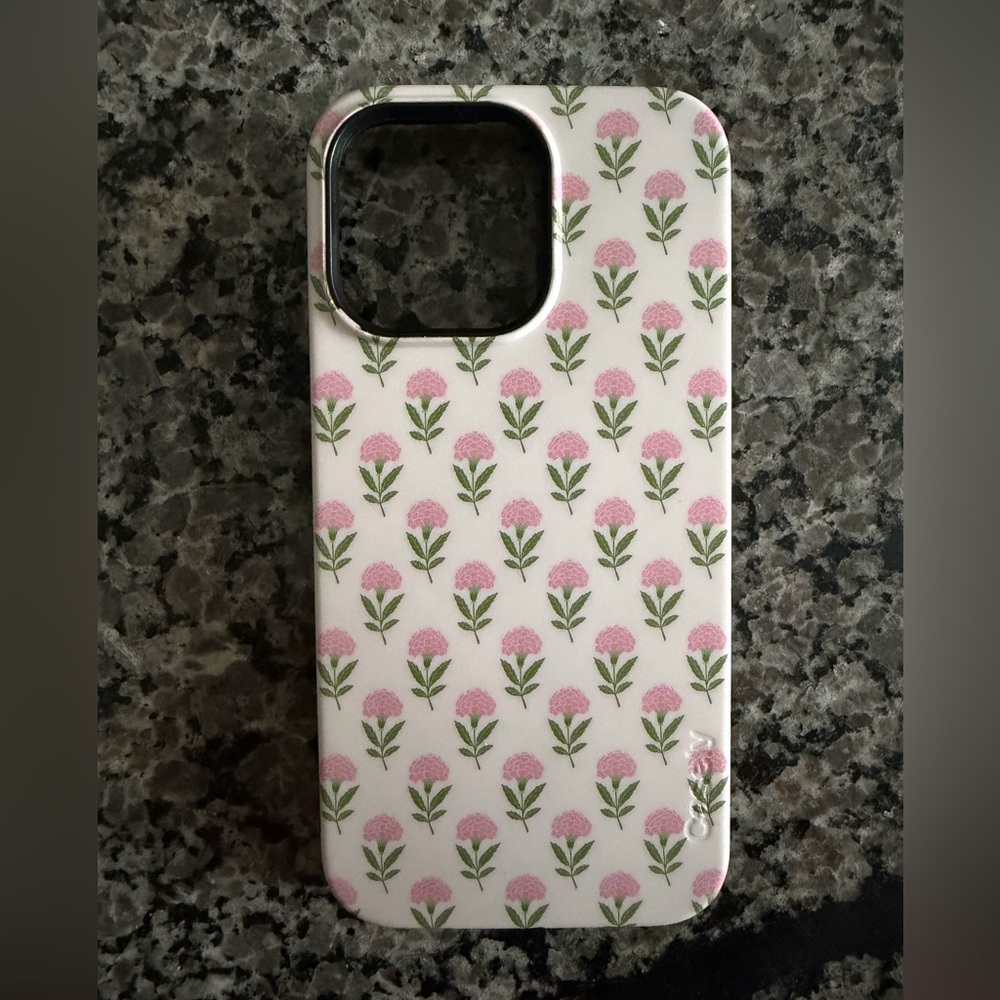 Floral Pattern iPhone 15 Pro Max Case - Pink and Green